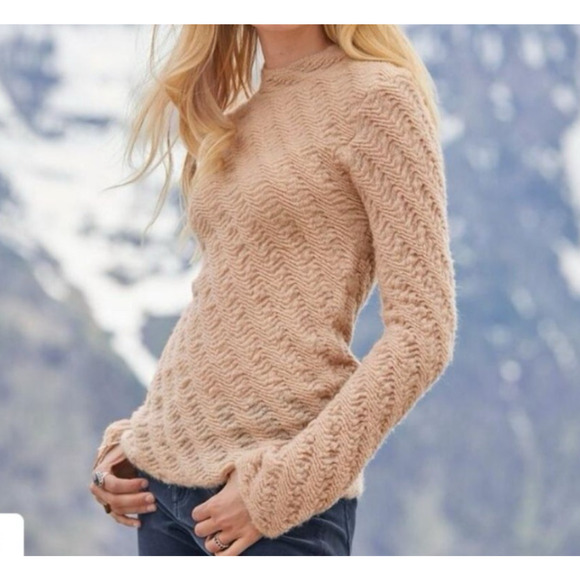Sundance Scrunch Verve Sweater Womens S Tan Slouch Wool Blend Mock Neck Boho - Picture 1 of 7
